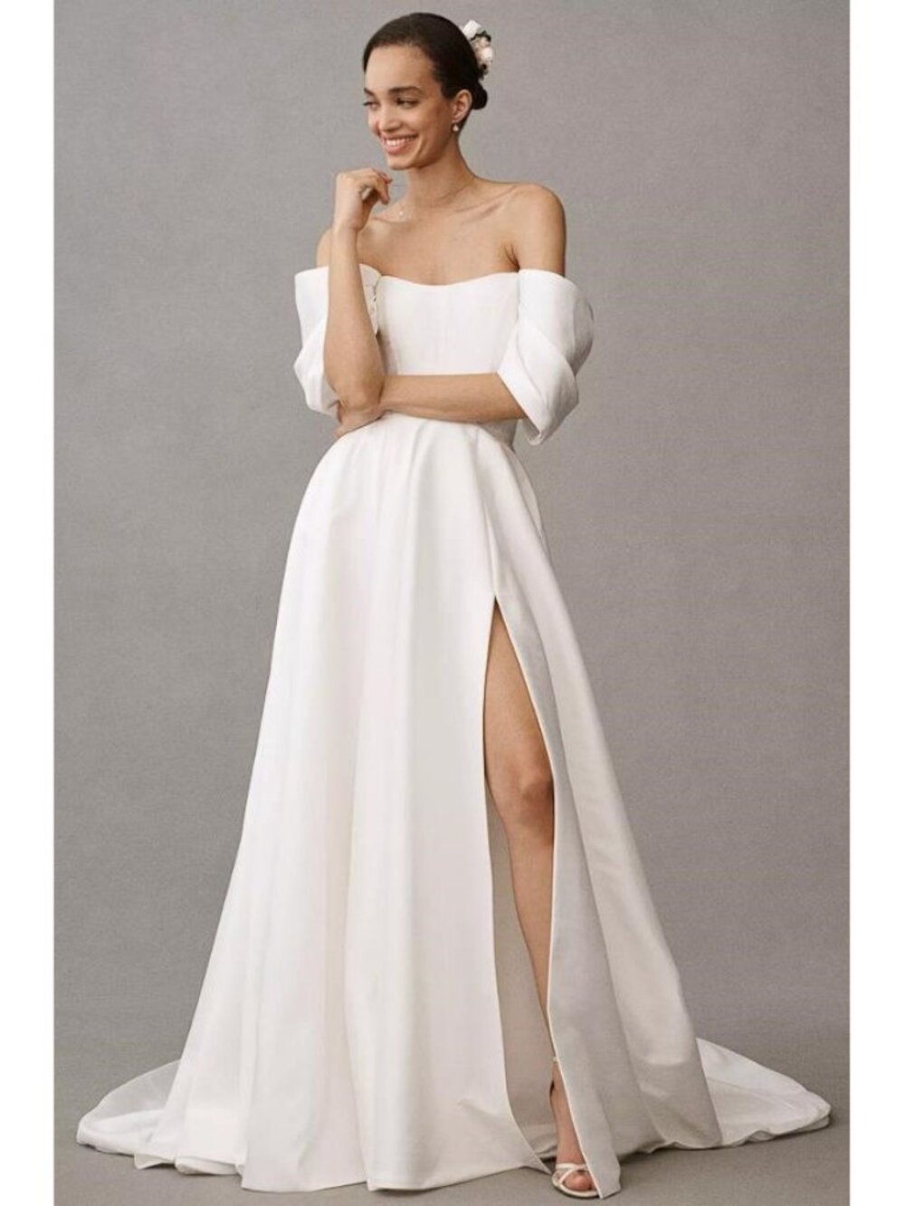 JENNY YOO Women's Cassie Off-The-Shoulder A-Line Taffeta Wedding Gown Size 6